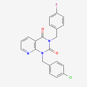 molecular formula C21H15ClFN3O2 B2462512 1-[(4-Chlorophenyl)methyl]-3-[(4-fluorophenyl)methyl]pyrido[2,3-d]pyrimidine-2,4-dione CAS No. 902962-82-7