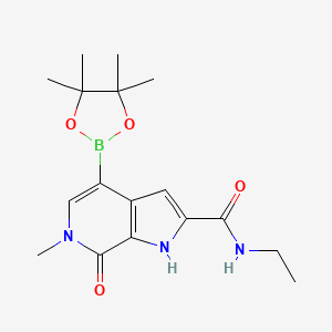 molecular formula C17H24BN3O4 B2462513 N-乙基-6-甲基-7-氧代-4-(4,4,5,5-四甲基-1,3,2-二氧杂硼环丁烷-2-基)-1H-吡咯并[2,3-c]吡啶-2-甲酰胺 CAS No. 1628864-80-1
