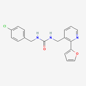 molecular formula C18H16ClN3O2 B2462514 1-(4-Chlorobenzyl)-3-((2-(furan-2-yl)pyridin-3-yl)methyl)urea CAS No. 2034345-35-0