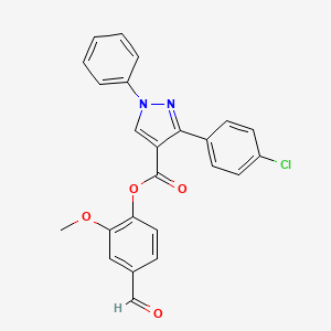 molecular formula C24H17ClN2O4 B2462528 (4-Formyl-2-methoxyphenyl) 3-(4-chlorophenyl)-1-phenylpyrazole-4-carboxylate CAS No. 379218-72-1