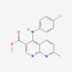 molecular formula C17H14IN3O2 B2462529 4-[(4-碘苯基)氨基]-7-甲基-1,8-萘啶-3-羧酸甲酯 CAS No. 1251626-22-8