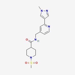 molecular formula C17H23N5O3S B2462536 N-((2-(1-methyl-1H-pyrazol-4-yl)pyridin-4-yl)methyl)-1-(methylsulfonyl)piperidine-4-carboxamide CAS No. 2034344-95-9