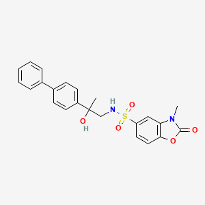 molecular formula C23H22N2O5S B2462543 N-(2-([1,1'-biphenyl]-4-yl)-2-hydroxypropyl)-3-methyl-2-oxo-2,3-dihydrobenzo[d]oxazole-5-sulfonamide CAS No. 1448045-32-6