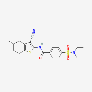 molecular formula C21H25N3O3S2 B2462544 N-(3-cyano-5-methyl-4,5,6,7-tetrahydro-1-benzothiophen-2-yl)-4-(diethylsulfamoyl)benzamide CAS No. 391221-68-4