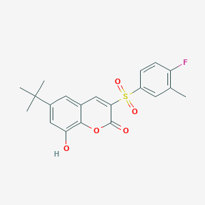molecular formula C20H19FO5S B2462547 6-叔丁基-3-(4-氟-3-甲苯磺酰基)-8-羟基-2H-色烯-2-酮 CAS No. 902506-99-4