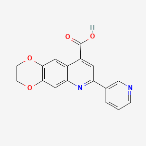 molecular formula C17H12N2O4 B2462549 7-Pyridin-3-yl-2,3-dihydro[1,4]dioxino[2,3-g]quinoline-9-carboxylic acid CAS No. 924190-65-8