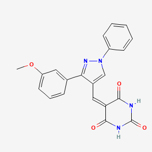 molecular formula C21H16N4O4 B2462550 5-((3-(3-methoxyphenyl)-1-phenyl-1H-pyrazol-4-yl)methylene)pyrimidine-2,4,6(1H,3H,5H)-trione CAS No. 1019067-17-4