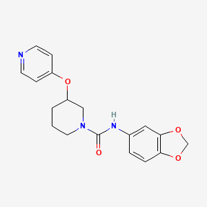 molecular formula C18H19N3O4 B2462558 N-(苯并[d][1,3]二氧杂环-5-基)-3-(吡啶-4-氧基)哌啶-1-甲酰胺 CAS No. 2034619-18-4