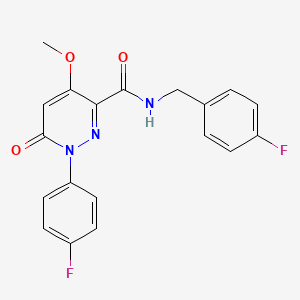 molecular formula C19H15F2N3O3 B2462563 1-(4-fluorophenyl)-N-[(4-fluorophenyl)methyl]-4-methoxy-6-oxopyridazine-3-carboxamide CAS No. 941969-68-2