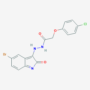 molecular formula C16H11BrClN3O3 B246258 N'-(5-bromo-2-oxoindol-3-yl)-2-(4-chlorophenoxy)acetohydrazide 