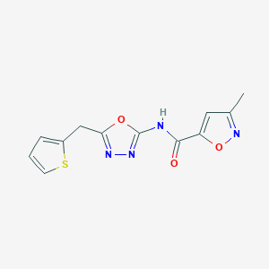 molecular formula C12H10N4O3S B2462585 3-甲基-N-(5-(噻吩-2-基甲基)-1,3,4-恶二唑-2-基)异恶唑-5-甲酰胺 CAS No. 1021113-09-6