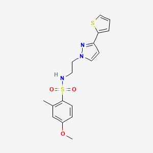 molecular formula C17H19N3O3S2 B2462600 4-methoxy-2-methyl-N-(2-(3-(thiophen-2-yl)-1H-pyrazol-1-yl)ethyl)benzenesulfonamide CAS No. 1798028-81-5