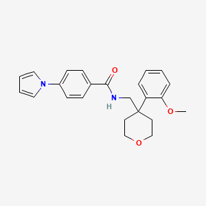 molecular formula C24H26N2O3 B2462602 N-((4-(2-甲氧基苯基)四氢-2H-吡喃-4-基)甲基)-4-(1H-吡咯-1-基)苯甲酰胺 CAS No. 1327303-28-5