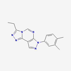 molecular formula C16H16N6 B2462606 7-(3,4-dimethylphenyl)-3-ethyl-7H-pyrazolo[4,3-e][1,2,4]triazolo[4,3-c]pyrimidine CAS No. 845900-14-3
