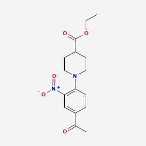 molecular formula C16H20N2O5 B2462623 Ethyl 1-(4-acetyl-2-nitrophenyl)-4-piperidinecarboxylate CAS No. 217489-84-4