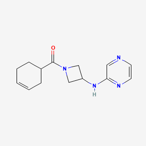 B2462625 Cyclohex-3-en-1-yl(3-(pyrazin-2-ylamino)azetidin-1-yl)methanone CAS No. 2309590-71-2