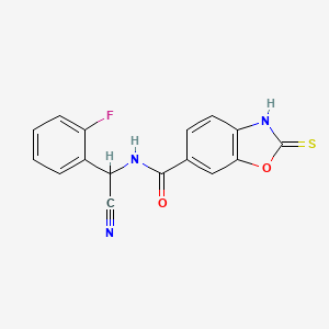 N-[Cyano-(2-fluorophenyl)methyl]-2-sulfanylidene-3H-1,3-benzoxazole-6-carboxamide