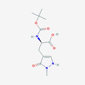 molecular formula C12H19N3O5 B2462639 (2R)-3-(2-Methyl-3-oxo-1H-pyrazol-4-yl)-2-[(2-methylpropan-2-yl)oxycarbonylamino]propanoic acid CAS No. 2416219-25-3