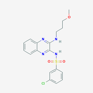 molecular formula C18H19ClN4O3S B2462649 3-氯-N-(3-((3-甲氧基丙基)氨基)喹喔啉-2-基)苯磺酰胺 CAS No. 714939-43-2