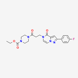 molecular formula C22H24FN5O4 B2462658 ethyl 4-{3-[2-(4-fluorophenyl)-4-oxopyrazolo[1,5-a]pyrazin-5(4H)-yl]propanoyl}piperazine-1-carboxylate CAS No. 1326913-01-2