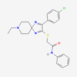 2-((3-(4-chlorophenyl)-8-ethyl-1,4,8-triazaspiro[4.5]deca-1,3-dien-2-yl)thio)-N-phenylacetamide