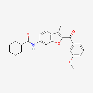molecular formula C24H25NO4 B2462738 N-[2-(3-methoxybenzoyl)-3-methyl-1-benzofuran-6-yl]cyclohexanecarboxamide CAS No. 929471-64-7