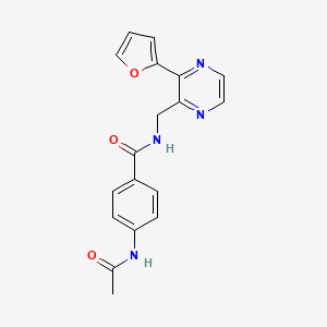 molecular formula C18H16N4O3 B2462763 4-acetamido-N-((3-(furan-2-yl)pyrazin-2-yl)methyl)benzamide CAS No. 2034300-35-9
