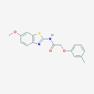molecular formula C17H16N2O3S B246280 N-(6-methoxy-1,3-benzothiazol-2-yl)-2-(3-methylphenoxy)acetamide 