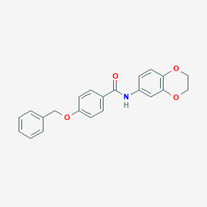 molecular formula C22H19NO4 B246281 4-(benzyloxy)-N-(2,3-dihydro-1,4-benzodioxin-6-yl)benzamide 