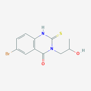 molecular formula C11H11BrN2O2S B2462826 6-Bromo-3-(2-hydroxypropyl)-2-sulfanyl-3,4-dihydroquinazolin-4-one CAS No. 790681-59-3