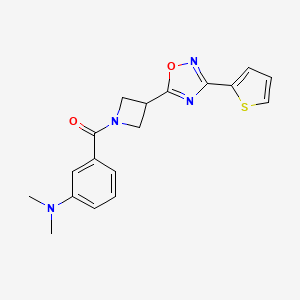 molecular formula C18H18N4O2S B2462831 (3-(Dimethylamino)phenyl)(3-(3-(thiophen-2-yl)-1,2,4-oxadiazol-5-yl)azetidin-1-yl)methanone CAS No. 1327231-75-3