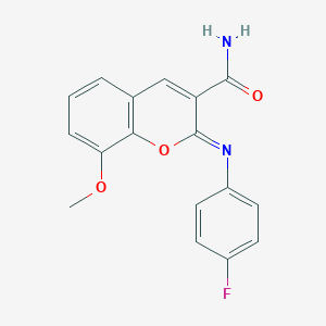 (2Z)-2-[(4-fluorophenyl)imino]-8-methoxy-2H-chromene-3-carboxamide