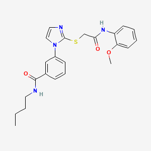 molecular formula C23H26N4O3S B2462839 N-丁基-3-(2-((2-((2-甲氧基苯基)氨基)-2-氧代乙基)硫代)-1H-咪唑-1-基)苯甲酰胺 CAS No. 1115336-26-9