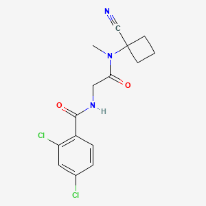 molecular formula C15H15Cl2N3O2 B2462847 2,4-Dichloro-N-[2-[(1-cyanocyclobutyl)-methylamino]-2-oxoethyl]benzamide CAS No. 1645542-82-0