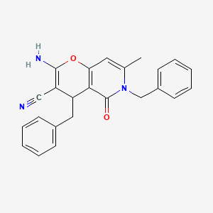 2-amino-4,6-dibenzyl-7-methyl-5-oxo-5,6-dihydro-4H-pyrano[3,2-c]pyridine-3-carbonitrile