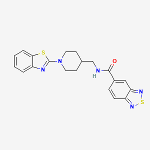 molecular formula C20H19N5OS2 B2462857 N-((1-(benzo[d]thiazol-2-yl)piperidin-4-yl)methyl)benzo[c][1,2,5]thiadiazole-5-carboxamide CAS No. 1797574-57-2