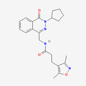 molecular formula C22H26N4O3 B2462859 N-((3-cyclopentyl-4-oxo-3,4-dihydrophthalazin-1-yl)methyl)-3-(3,5-dimethylisoxazol-4-yl)propanamide CAS No. 1448028-97-4