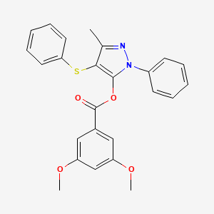 molecular formula C25H22N2O4S B2462860 3-methyl-1-phenyl-4-(phenylthio)-1H-pyrazol-5-yl 3,5-dimethoxybenzoate CAS No. 851126-15-3