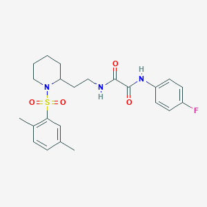 molecular formula C23H28FN3O4S B2462866 N1-(2-(1-((2,5-dimethylphenyl)sulfonyl)piperidin-2-yl)ethyl)-N2-(4-fluorophenyl)oxalamide CAS No. 898407-05-1