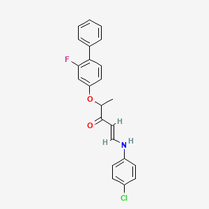 molecular formula C23H19ClFNO2 B2462867 (E)-1-(4-chloroanilino)-4-(3-fluoro-4-phenylphenoxy)pent-1-en-3-one CAS No. 477888-81-6