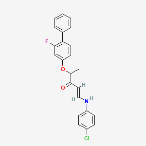 (1E)-1-[(4-chlorophenyl)amino]-4-({2-fluoro-[1,1'-biphenyl]-4-yl}oxy)pent-1-en-3-one