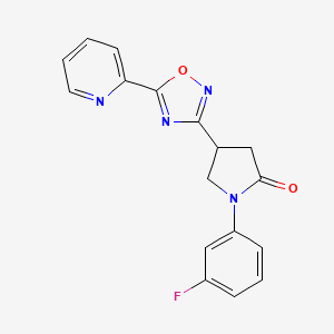 molecular formula C17H13FN4O2 B2462873 1-(3-Fluorophenyl)-4-(5-(pyridin-2-yl)-1,2,4-oxadiazol-3-yl)pyrrolidin-2-one CAS No. 1171458-09-5