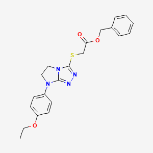 molecular formula C21H22N4O3S B2462880 benzyl 2-((7-(4-ethoxyphenyl)-6,7-dihydro-5H-imidazo[2,1-c][1,2,4]triazol-3-yl)thio)acetate CAS No. 921542-37-2