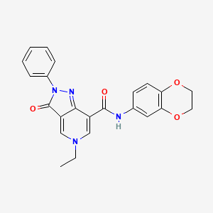 N-(2,3-dihydrobenzo[b][1,4]dioxin-6-yl)-5-ethyl-3-oxo-2-phenyl-3,5-dihydro-2H-pyrazolo[4,3-c]pyridine-7-carboxamide