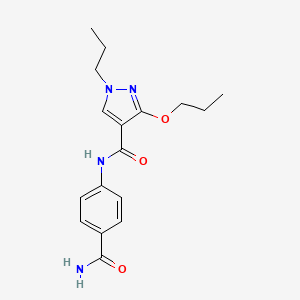 molecular formula C17H22N4O3 B2462882 N-(4-carbamoylphenyl)-3-propoxy-1-propyl-1H-pyrazole-4-carboxamide CAS No. 1013766-15-8