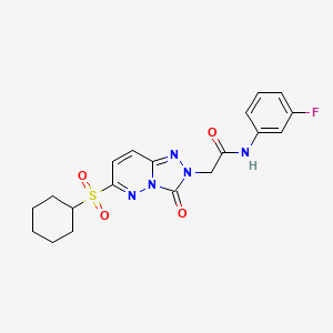 molecular formula C19H20FN5O4S B2462887 2-[6-(cyclohexylsulfonyl)-3-oxo[1,2,4]triazolo[4,3-b]pyridazin-2(3H)-yl]-N-(3-fluorophenyl)acetamide CAS No. 1251696-32-8