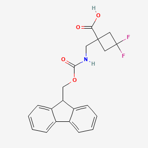 molecular formula C21H19F2NO4 B2462889 1-[(9H-Fluoren-9-ylmethoxycarbonylamino)methyl]-3,3-difluorocyclobutane-1-carboxylic acid CAS No. 2219409-05-7