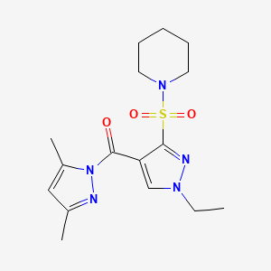 molecular formula C16H23N5O3S B2462894 1-({4-[(3,5-Dimethyl-1H-pyrazol-1-yl)carbonyl]-1-ethyl-1H-pyrazol-3-yl}sulfonyl)piperidin CAS No. 1261009-54-4