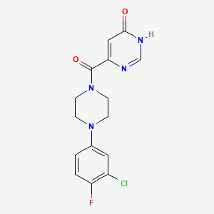 molecular formula C15H14ClFN4O2 B2462904 (4-(3-Chloro-4-fluorophenyl)piperazin-1-yl)(6-hydroxypyrimidin-4-yl)methanone CAS No. 2097915-34-7