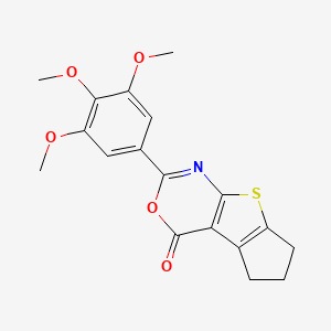 molecular formula C18H17NO5S B2462909 2-(3,4,5-trimethoxyphenyl)-6,7-dihydrocyclopenta[4,5]thieno[2,3-d][1,3]oxazin-4(5H)-one CAS No. 342381-89-9